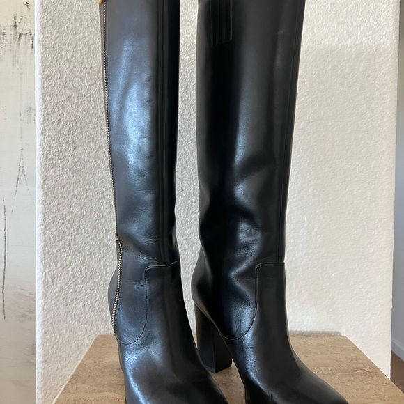 Michael Kors SG17F Tall Leather Boots Black - Picture 3 of 13